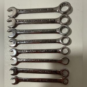 Craftsman 8 Piece Combination Ignition Wrench Set 12 Point 3/16" to 7/16" USA
